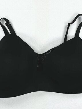Victoria's Secret‎ Black Wireless T-Shirt Bra Solid Print Lace Size 40D